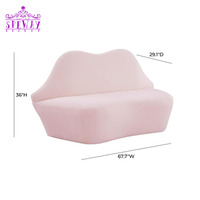 Foshan Speway, precio barato, salón de belleza, sofá de espera, sofá comercial de tela de terciopelo rosa con labios