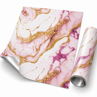 Papier peint autocollant en marbre rose, blanc et or, 60x60 cm, avec surface en PET et mousse IXPE pour murs intérieurs