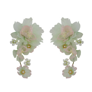 Nuevo tocado Hanfu de estilo chino tradicional, diseño original, hecho a mano, accesorio para el cabello con flores estampadas en caliente en verde degradado. - Product Image 5
