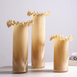 Juego de Jarrones de Vidrio Modernos Minimalistas con Rayas Verticales de Colores Pastel para Arreglos Florales Hidropónicos de Mesa - Product Image 1