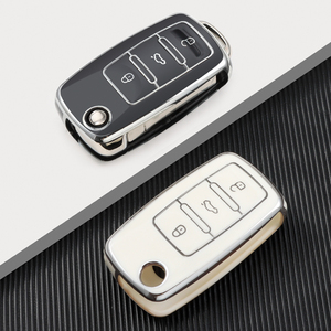 Pour VW Volkswagen <span class=keywords><strong>Polo</strong></span> Golf Passat Beetle Caddy Tiguan Skoda Octavia Kodiaq Seat Leon Altea Coque de clé en TPU à 2/3 boutons - Product Image 1