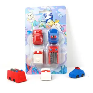 School Supplies Stationery Set Kids Back To School Police Car Fire Truck Fire Extinguisher Car Shaped Eraser