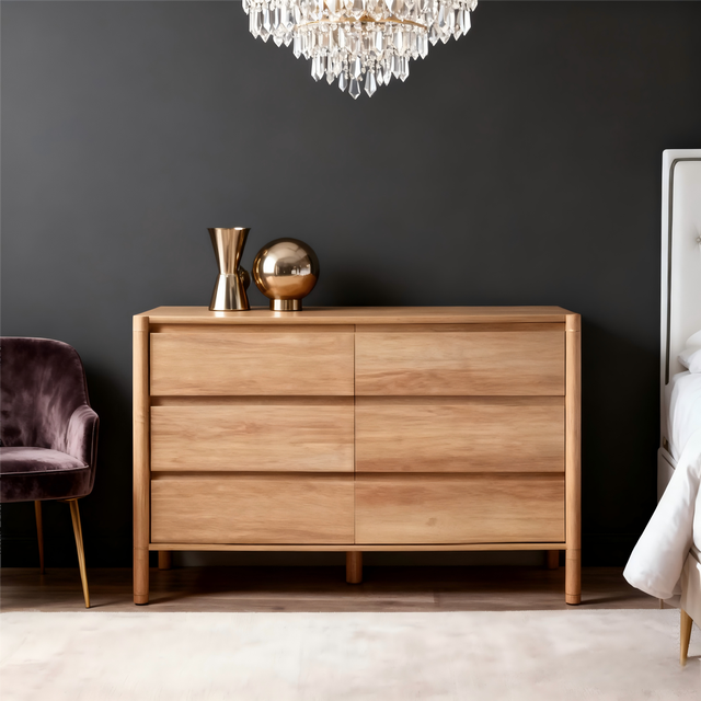 6-Drawer Modern Eco-Friendly Wooden Storage Cabinet for Living Room Bedroom Warehouse Pantry