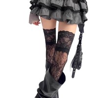Chaussettes blanches japonaises mignonnes pour écolières, au-dessus du genou, avec dentelle, détails en dentelle, découpes sexy, style japonais fin