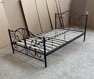Бесплатный образец, оптовая продажа, дешевые черные одноразмерные металлические каркасы для кровати из кованого железа, односпальная металлическая кровать для хостела - Product Image 5