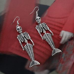 Pendientes Colgantes de Plata con Diseño de Esqueleto Retro 2022, Modernos, de Aleación, para Mujeres y Niñas, Joyería Divertida para Halloween - Product Image 5