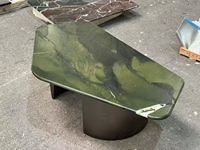 Table basse de luxe en pierre vert mousse, forme irrégulière, table à thé en marbre naturel, table d'appoint pour canapé, pour la décoration de villa et d'appartement