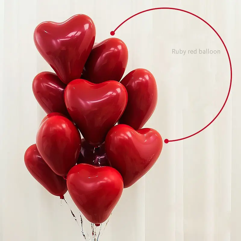 Wedding Lover Wedding Custom Birthday Party Supplies Manufacturers Double Balloon 10 Inch Heart Pomegranate Red Latex Balloons