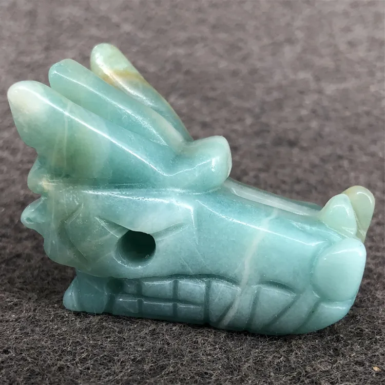 Caveiras de cabeça de dragão de cristal de quartzo HY Amazonite personalizadas para decoração