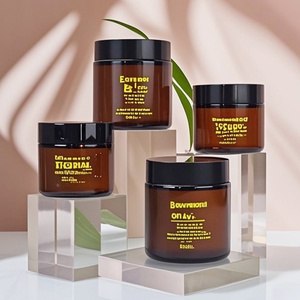 <b>Empty</b> 2 oz 60ml 100 ml 4oz 8oz Round Bottom Black Plastic Aluminum Cap Lid Amber Glass Candle <b>Jar</b> Cosmetic Glass <b>Jar</b> - Product Image 4