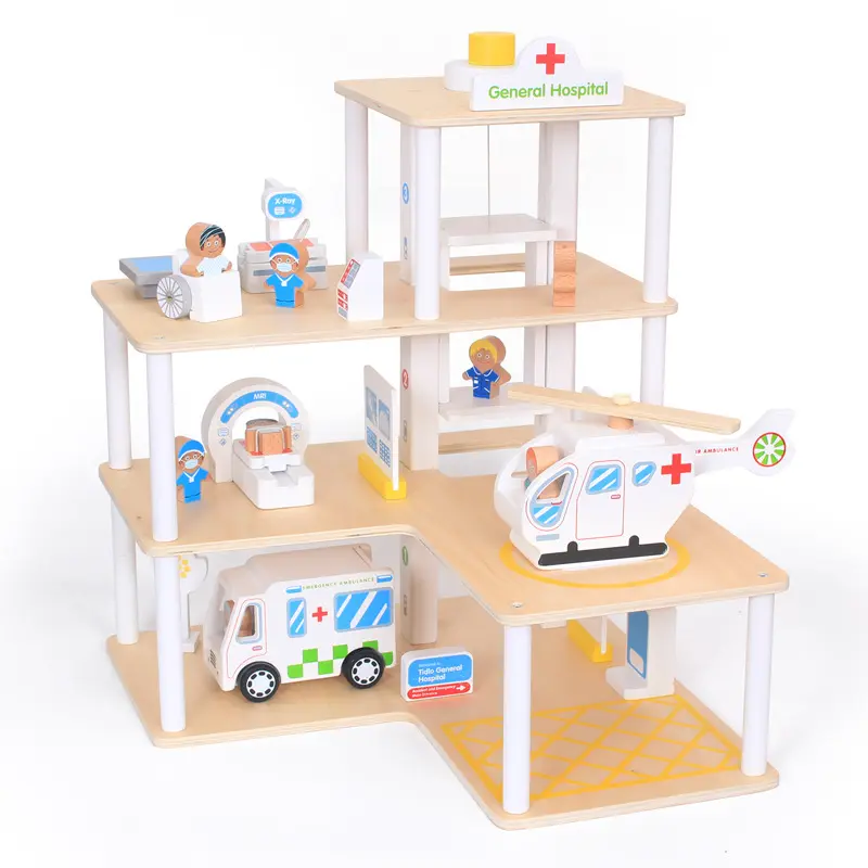Children's simulation scene hospital play house pretend play game boy girl baby wooden doctor toys set