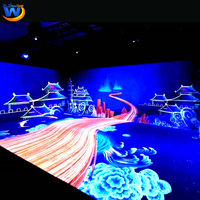 Sala de proyección de experiencia inmersiva 3D con proyector de holograma de sistema de mapeo interactivo para pantalla de cueva 5D de pared 360