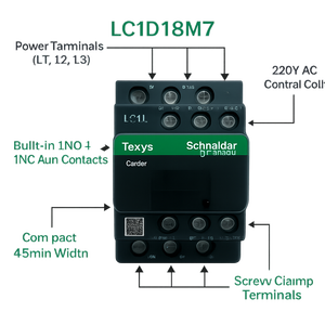 Contactor trifásico TeSys original 100% con bobina 220AC LC1D18M7 - Product Image 1
