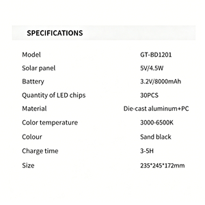 Applique Murale Carrée Solaire à LED en Aluminium Moulé sous Pression et Polycarbonate, Détection Crépusculaire Automatique, Extérieur, Garantie 3 Ans, Étanche, 360°, pour Patio et Jardin - Product Image 6