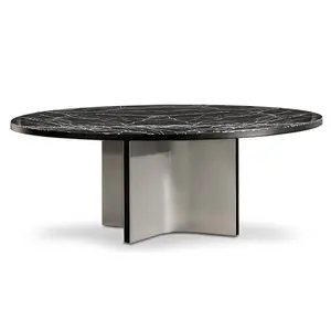 Italian Design Modern Style Hotel Hall Dining Table With Marble\Stone Top Stainless Steel Base Customized Manufacture Furniture