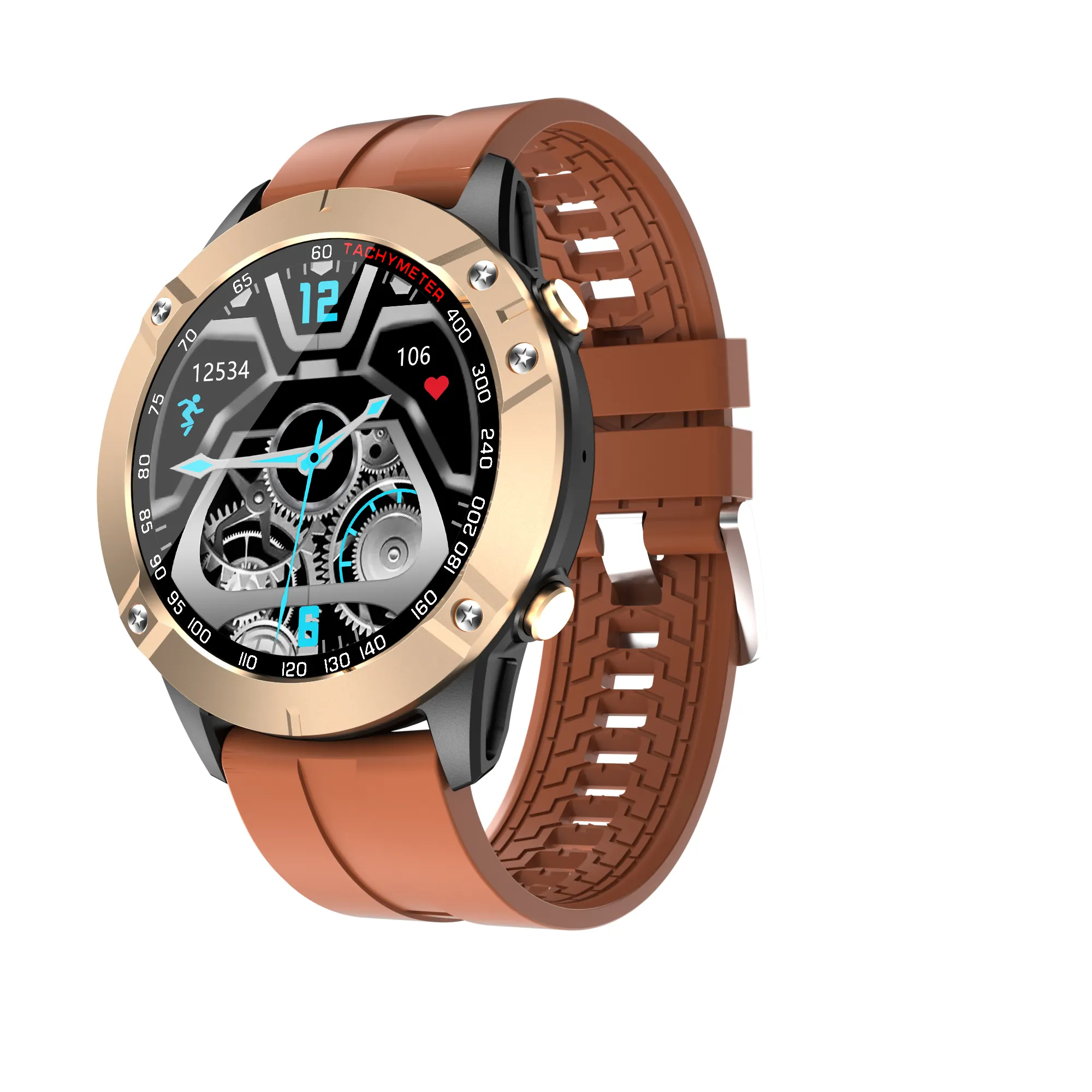 2021 Dk60 1.28 inç kahverengi kuvars moda akıllı saat su geçirmez lüks kol saati spor saatler erkekler için