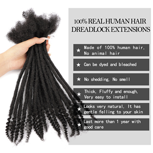 AHVAST Extensions de dreadlocks en cheveux naturels de 0,6 cm avec pointes bouclées douces, pour le marché <span class=keywords><strong>africain</strong></span>, vente en gros - Product Image 1