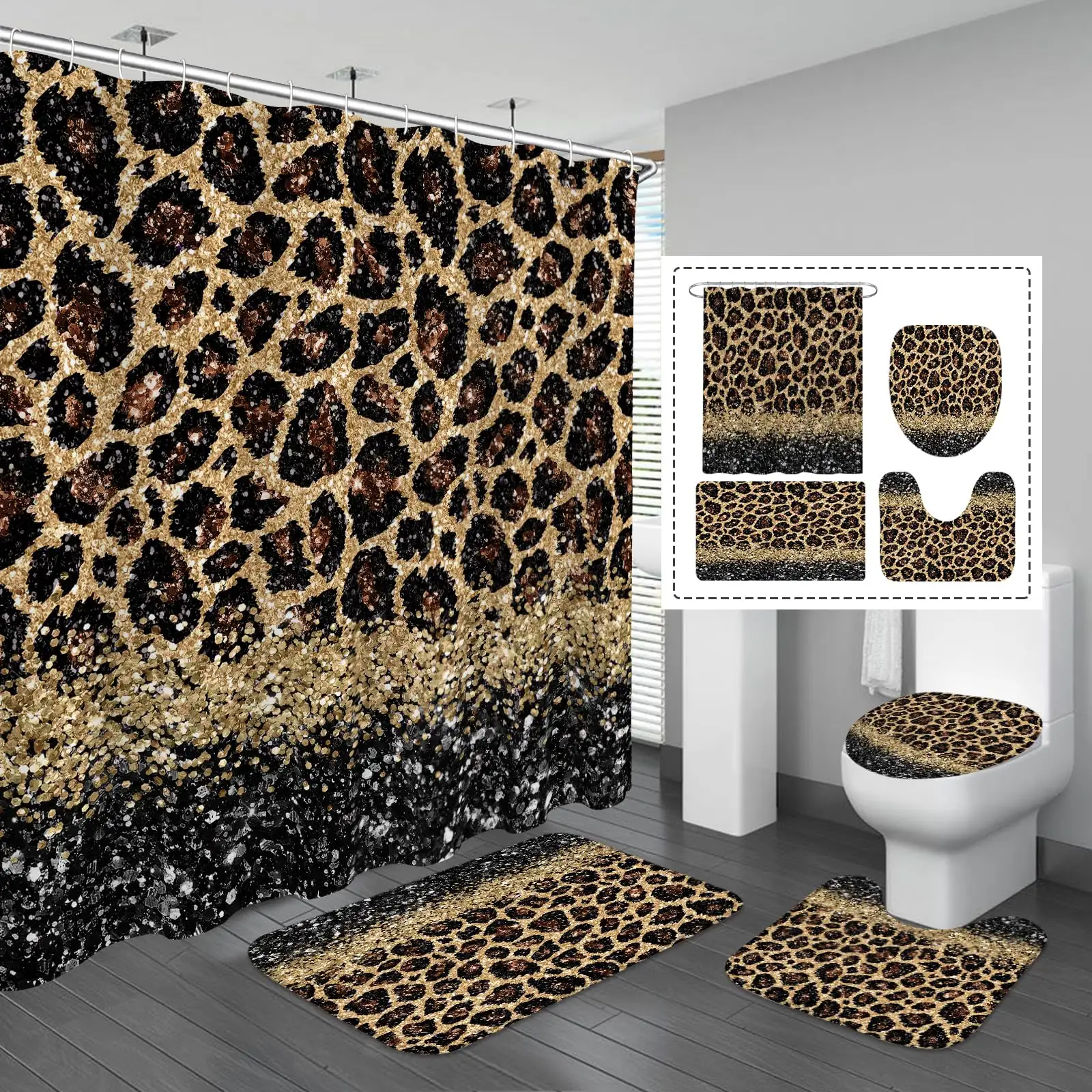 Rideau de douche de salle de bain étanche et anti-moisissure à impression numérique personnalisée
