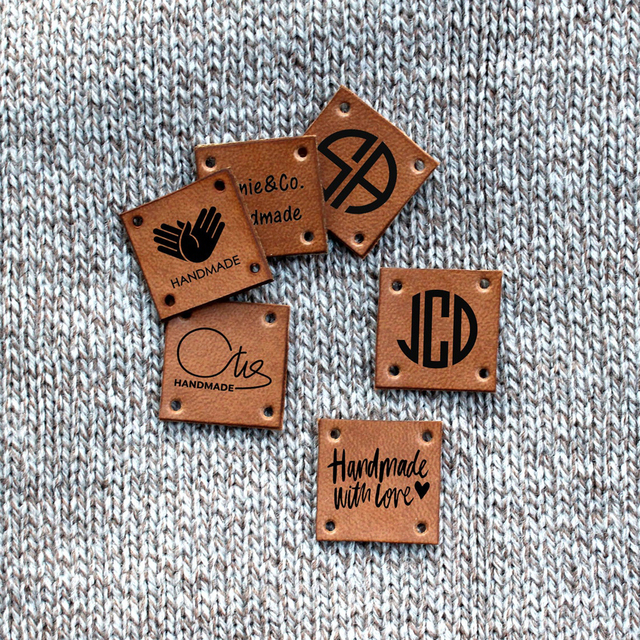 Customized PU Faux/Genuine Embossed Logo Hat Labels Patch Sew on PU Label for Clothing Jean Bag Jacket Beanies Leather Patch