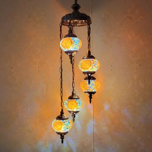 Lampada turca <span class=keywords><strong>lampadario</strong></span> scala 5 globo paralume fatto a mano <span class=keywords><strong>con</strong></span> mosaico di vetro colorato luce pendente - Product Image 5