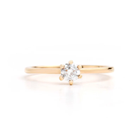 Bague fine en or jaune massif 10K 14K 18K avec diamant de laboratoire rond brillant de 0,25 carat, sertie à griffes, petite bague de fiançailles ou de promesse