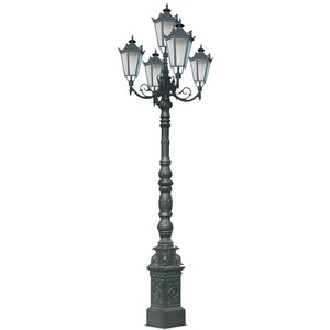 Lampadaire extérieur traditionnel super lumineux en alliage d'aluminium LED, étanche, blanc chaud 3500K, forme carrée, montage en surface pour jardin - Product Image 1