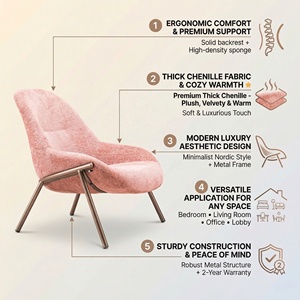 Luxury Modern Velvet Leather Accent <b>Chair</b> Iron Frame Powder Coated Legs Replaceable Cushion Customizable Color Living Room Hotel - Product Image 2