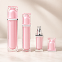 Pot cosmétique carré en acrylique tendance, flacon de 30/60/100/120 ml, emballage rose pour lotion, sérum de soin de la peau 30G/50G