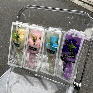 Ramo Pequeño Hecho a Mano de Rosas y <span class=keywords><strong>Claveles</strong></span>, Caja de Regalo de Jabón para el Día de San Valentín, Día del Maestro, Navidad, Compra al por Mayor de 3 Ramos, Flores Artificiales - Product Image 2