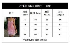 Abito da donna sexy con frange e paillettes, con cuciture in piume, estivo, slim, scollo a V, spalle scoperte, da festa, mini abito sottoveste senza schienale - Product Image 6