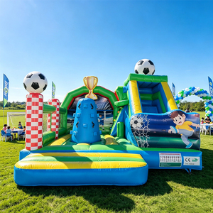 Castello Gonfiabile con Scivolo a Tema Calcio, Unità Combo per Bambini con Ventilatore, <span class=keywords><strong>Intrattenimento</strong></span> per Feste all'Aperto in Giardino - Product Image 1