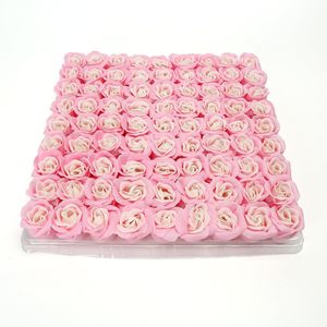 Fleur de savon rose à trois couches sans base pour Noël, décoration de boîte cadeau de mariage ou de bonbons - Product Image 2