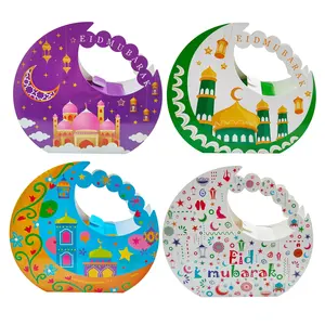 MorSun Eid Mubarak Boîte à bonbons en forme de lune Boîtes à bonbons pour musulman Ramadan
