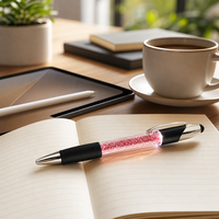 Stylo à bille personnalisé avec logo, lumière LED en cristal, pointe rotative 1,0 mm, stylo multifonction, promotionnel