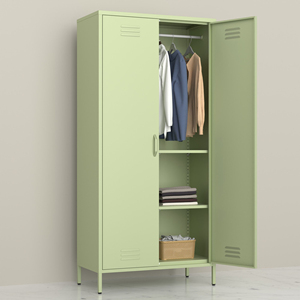 Chine Fournisseur Chambre Armoire Armoire En Métal 2 Portes Casier De Rangement Placard Européen En Métal Casier Vêtements Armoire De Rangement, KD - Product Image 3