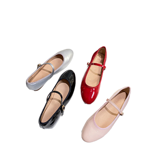 Nuevos Zapatos de Mujer Coreanos Estilo Mary Jane, con Punta Redonda, Correa en T, Parte Superior de Microfibra, Suela Suave de Una Sola Capa, para Verano - Product Image 1