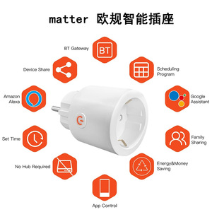 Matter EU Standard Smart <b>Plug</b> With Energy Monitoring <b>WiFi</b> Remote Control Compatible With Alexa Google Home Direct <b>Plug</b> Socket - Product Image 2