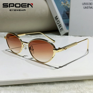 Gafas de sol redondas con gradiente, montura completa, UV400, a la moda, para conducir, unisex, para adultos - Product Image 3