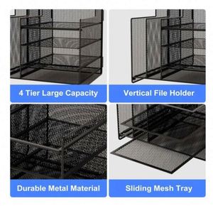 Office Metal Desk <b>Organizers</b> and Accessories 4-Tier Paper Letter Tray <b>Organizer</b> Desk Paper <b>Organizer</b> with Folder and Pen Holder - Product Image 4