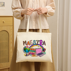 Bolsa de Lona Personalizada con Diseño de Regalos para Maestras de Español, Bolsa de Hombro Personalizada para Viajes, Bolsa de Compras para Mujer - Product Image 6