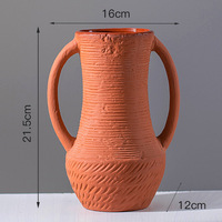 Vase en poterie rouge moderne Vente directe d'usine Fleur en céramique en terre cuite Décoration intérieure Échantillon de carte personnalisé pour mariages