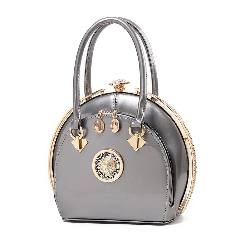 Uniquely Sleek Style Dark Grey High Quality Waterproof PU Women Handbag with Hardware Lock