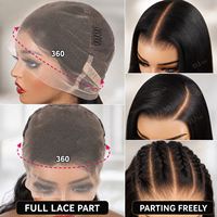 Perruque Lace Front HD 13x6 en Cheveux Humains, Perruque en Cheveux Naturels avec Cuticules Alignées, Perruque Frontale HD Lace, Perruques Full Lace 360 en Cheveux Birmans Naturels