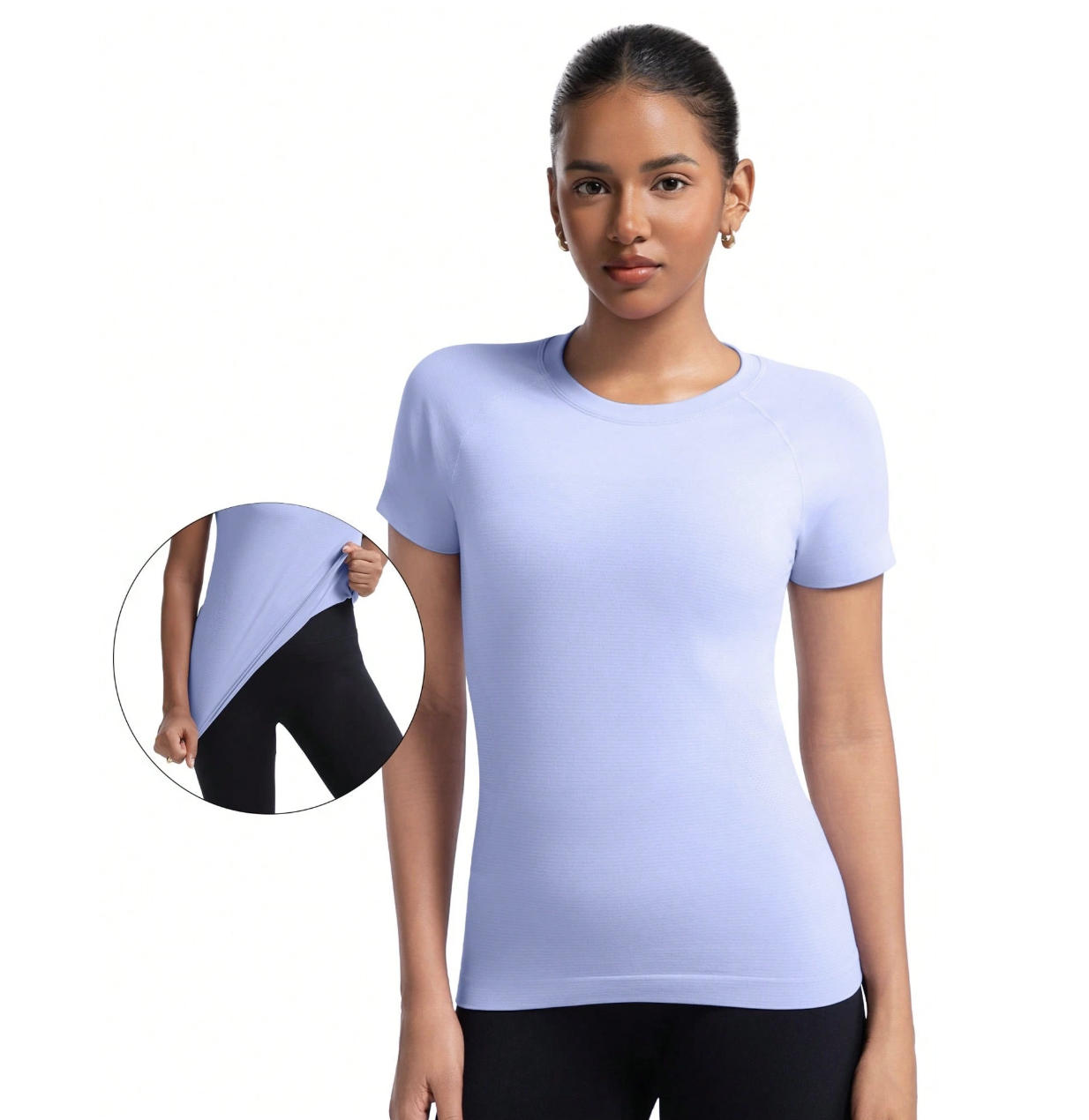 Women's Lightweight Gym Athletic Tops Breathable Short Sleeve Workout Shirts Four-Way Stretch Seamless Yoga for Sports Fitness