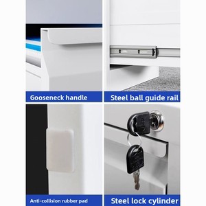 Armadietto Verticale Moderno a 3 Cassetti con Serratura, Organizzatore in Metallo per Documenti Legali, per Appartamenti e Uffici - Product Image 5