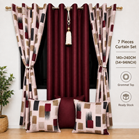 Lot de 7 rideaux occultants à motif géométrique imprimé avec panneaux unis et œillets pour fenêtres – Vente en gros