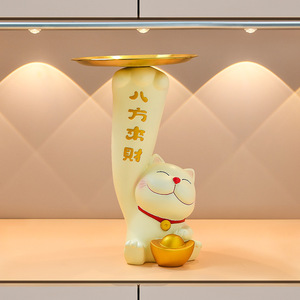Lucky Cat Storage Ornament Resin Home Decoration Artistic Entryway Gift for Colleagues Friends - Product Image 5