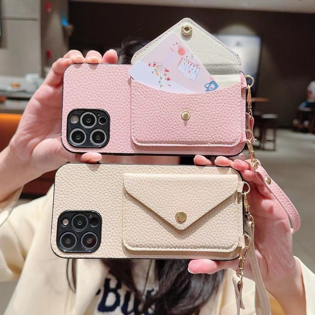<strong>2026</strong> Street Fashion Lychee <strong>Pattern</strong> Leather Mobile Phone <strong>Case</strong> With Shoulder Strap and Chain Wallet Card Holder for <strong>IPhone</strong> 16