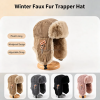 Gorro de aviador unisex de felpa gruesa para invierno, estilo Ushanka, a prueba de viento, cálido, con protección para las orejas, ideal para montar a caballo.