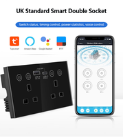 Prise murale intelligente Wi-Fi 13A standard britannique avec interrupteur tactile en verre et moniteur de puissance USB Type C